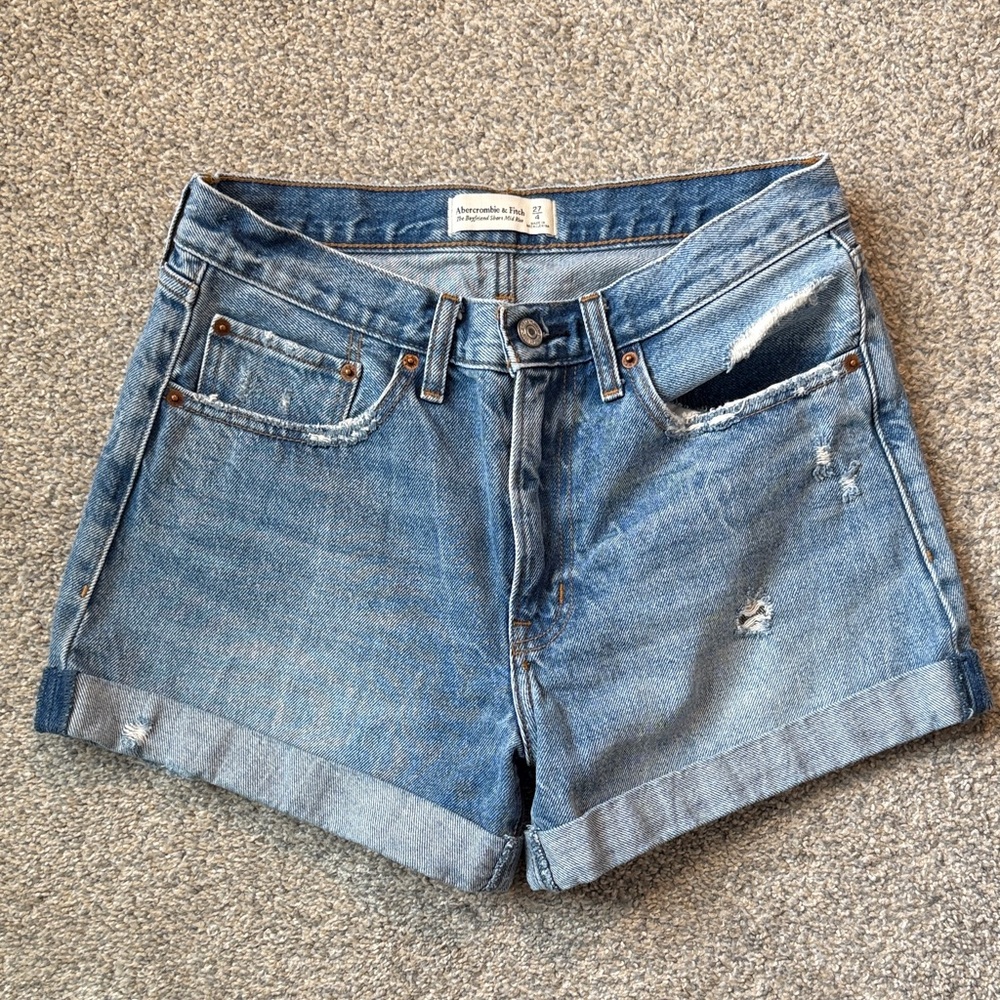 Abercrombie & Fitch Blue Distressed Jean Shorts